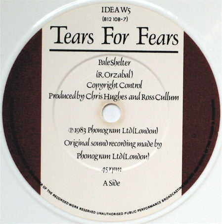 Tears For Fears : Pale Shelter (7", Single, S/Edition, Whi)