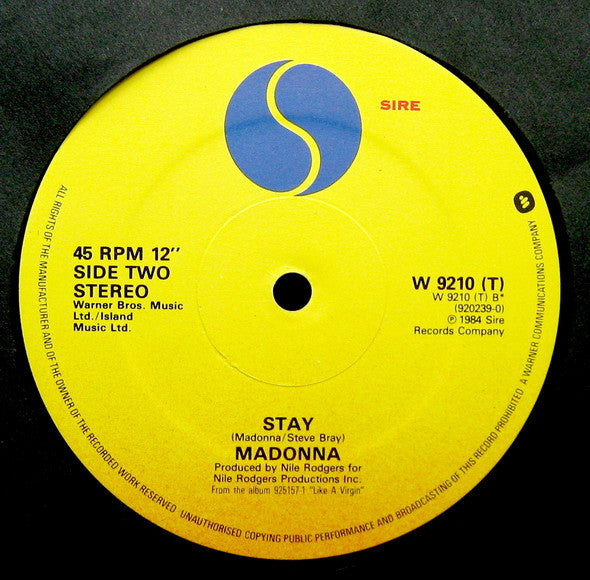 Madonna : Like A Virgin (U.S. Dance Remix) / Stay (12", Single)