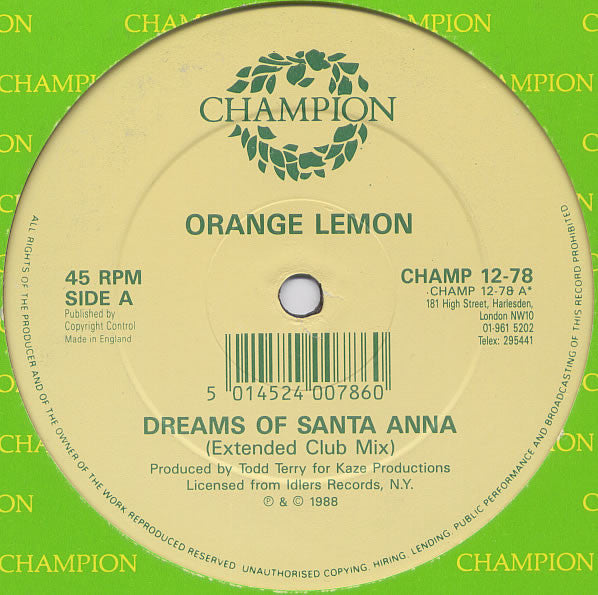 Orange Lemon : Dreams Of Santa Anna / The Texican (12")