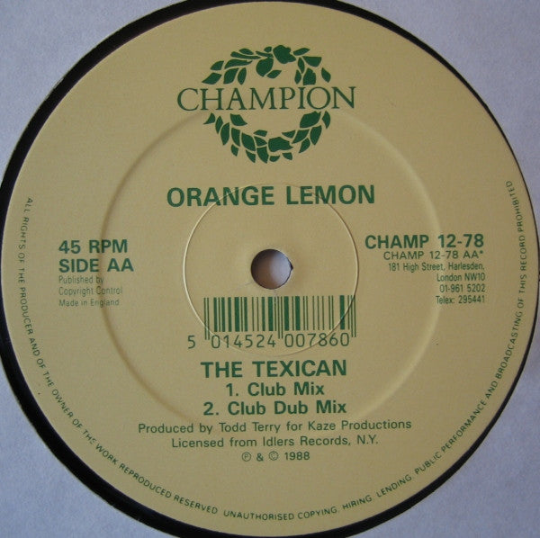 Orange Lemon : Dreams Of Santa Anna / The Texican (12")