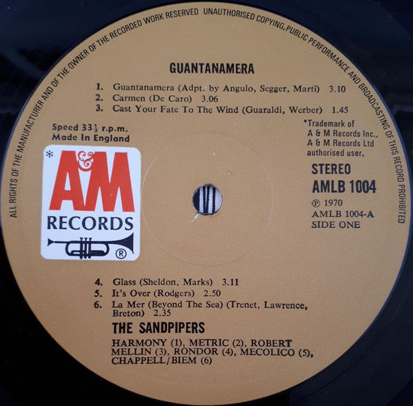 The Sandpipers : Guantanamera (LP, Album, RE)