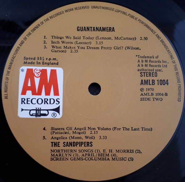 The Sandpipers : Guantanamera (LP, Album, RE)