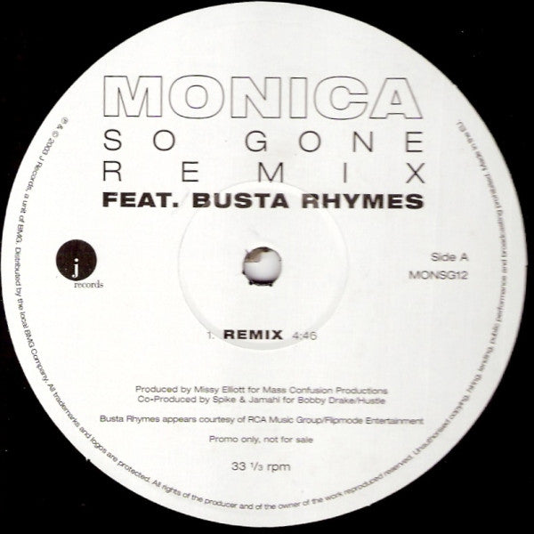 Monica : So Gone (Remix) (12", Promo)