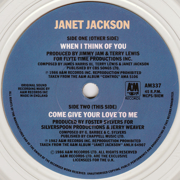 Janet Jackson : When I Think Of You / What Have You Done For Me Lately (7", Single, Cle + 7", Single, Pic + Ltd)