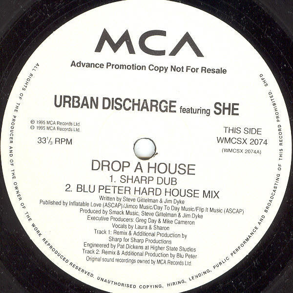 Urban Discharge Featuring She (9) : Wanna Drop A House (On That Bitch) (12", Promo)