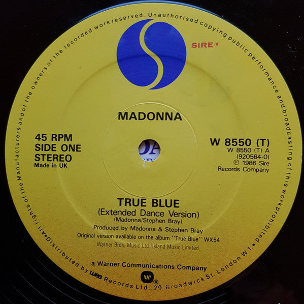 Madonna : True Blue (12", Single, CBS)