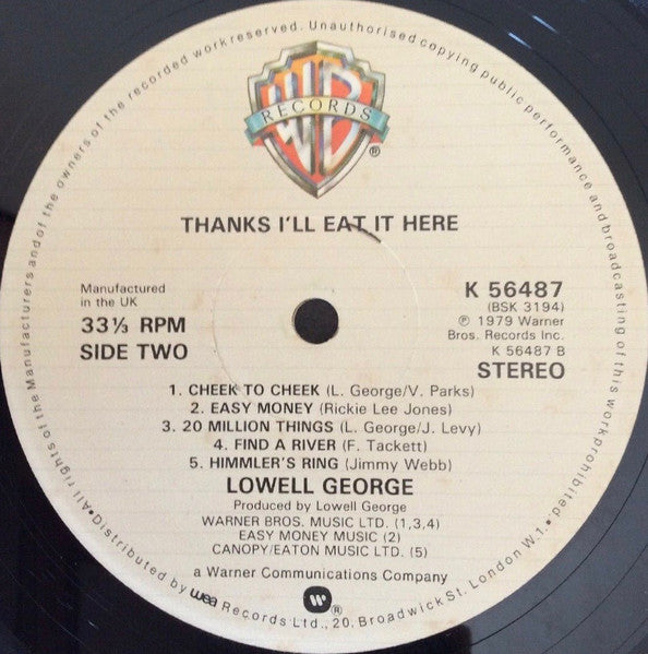 Lowell George : Thanks I'll Eat It Here (LP, Album)