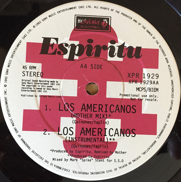 Espiritu : Los Americanos (12", Promo)
