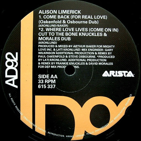Alison Limerick : Hear My Call / Where Love Lives (DMC Mastercut) (12")