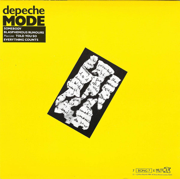 Depeche Mode : Blasphemous Rumours / Somebody (7", EP, Single)
