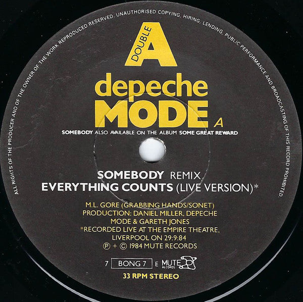 Depeche Mode : Blasphemous Rumours / Somebody (7", EP, Single)