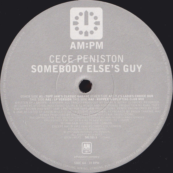 Ce Ce Peniston : Somebody Else's Guy (Tuff Jam / Eric Kupper Mixes) (12", Single)
