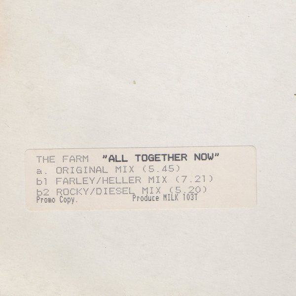 The Farm : All Together Now (Remixes) (12", Promo, W/Lbl)