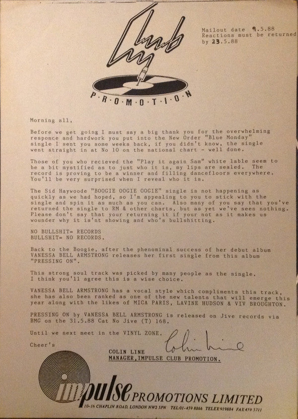 Vanessa Bell Armstrong : Pressing On (12", Promo)