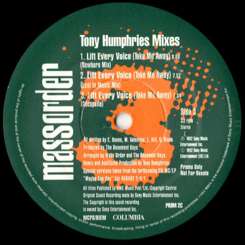 Mass Order : Lift Every Voice (Take Me Away) (2x12", Ltd, Num, Promo)