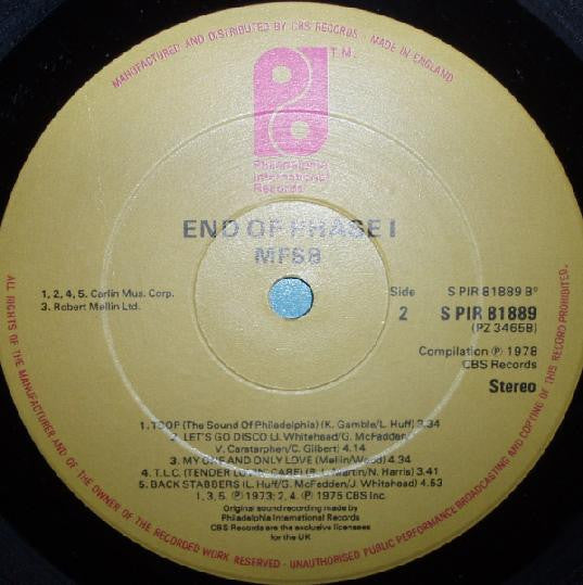 MFSB : End Of Phase I - A Collection Of Their Greatest Hits (LP, Comp)