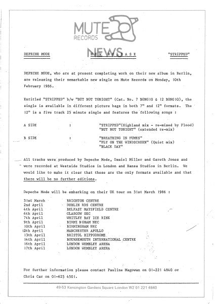 Depeche Mode : Stripped (Highland Mix) (12", Single, Emb)