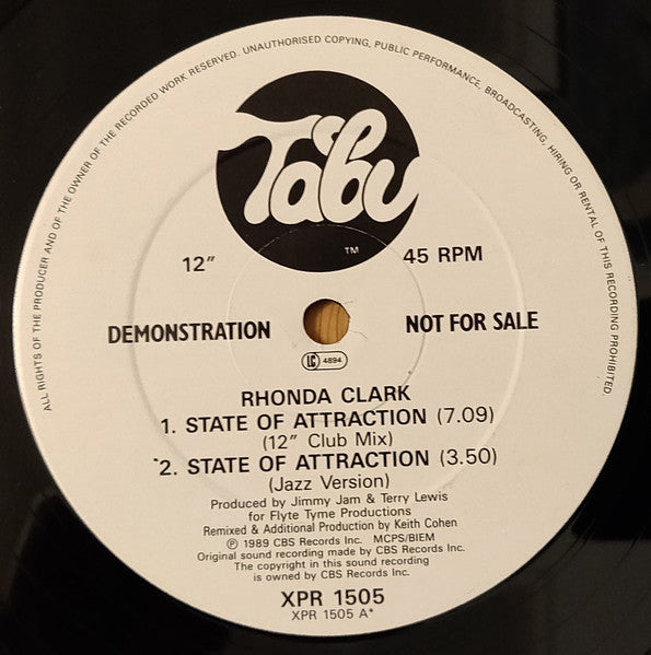 Rhonda Clark : State Of Attraction (12", Single, Promo)