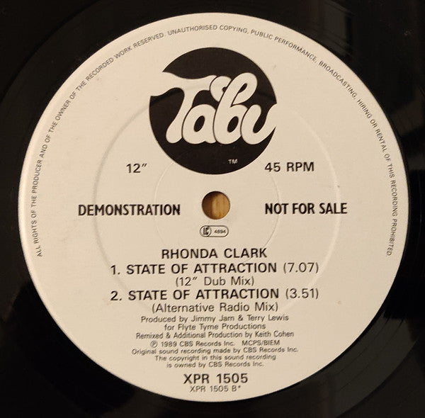 Rhonda Clark : State Of Attraction (12", Single, Promo)