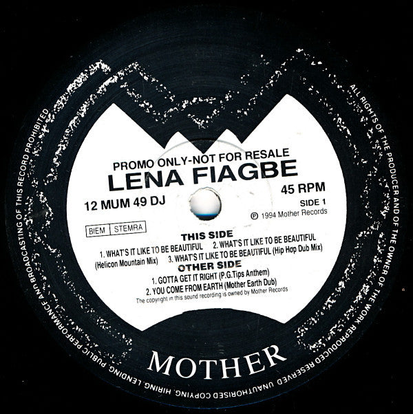 Lena Fiagbe : What's It Like To Be Beautiful (12", Promo)