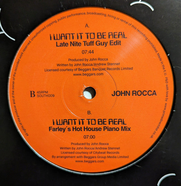 John Rocca : I Want It To Be Real (12")