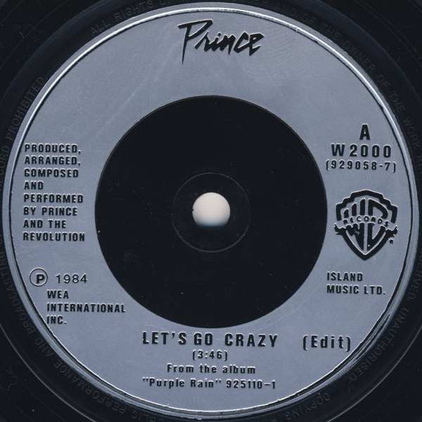 Prince And The Revolution : Let's Go Crazy (7", Single, Sil)