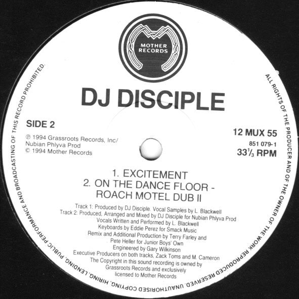 DJ Disciple : On The Dancefloor (Remix) (12")