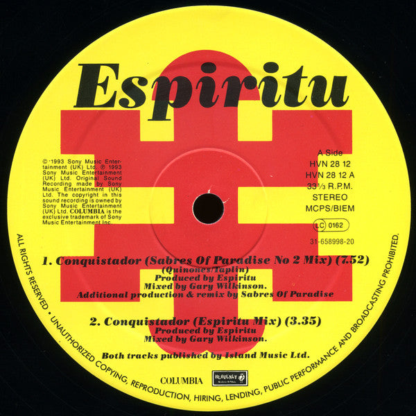 Espiritu : Conquistador (12", Single)