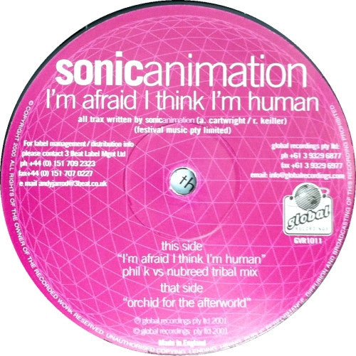 Sonic Animation : I'm Afraid I Think I'm Human (12")