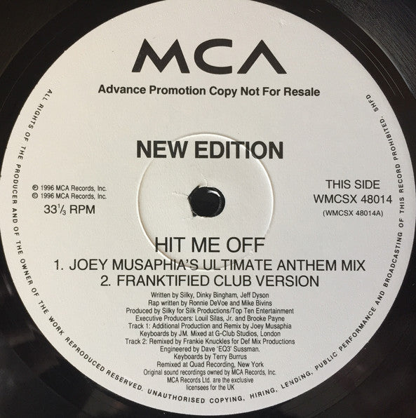 New Edition : Hit Me Off (Promo 2) (12", Promo)