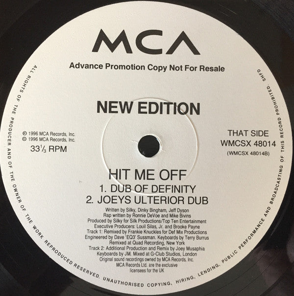 New Edition : Hit Me Off (Promo 2) (12", Promo)