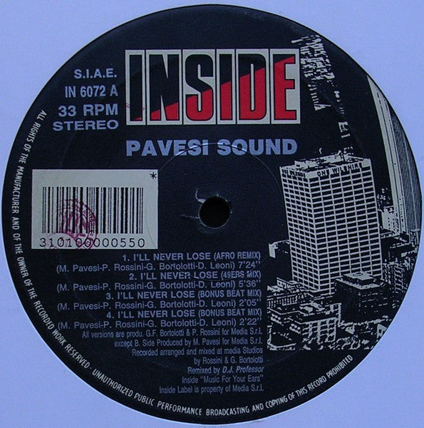 Pavesi Sound : I'll Never Lose (Remix) (12")