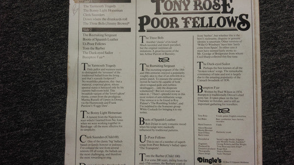 Tony Rose (2) : Poor Fellows (LP, Album)