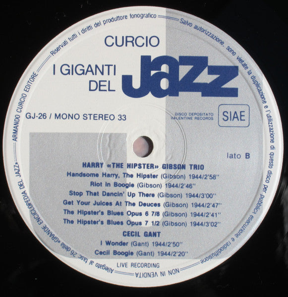 Harry "The Hipster" Gibson / Benny Carter / Cecil Gant : I Giganti Del Jazz Vol. 26 (LP)
