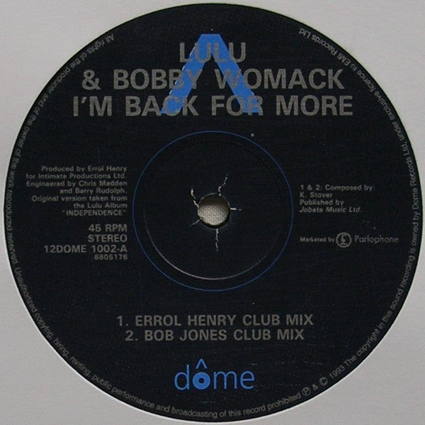 Lulu & Bobby Womack : I'm Back For More (12")