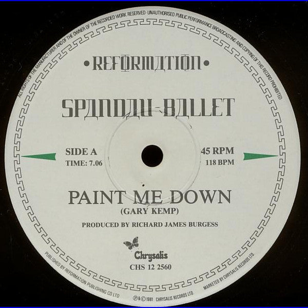 Spandau Ballet : Paint Me Down (12", Single)