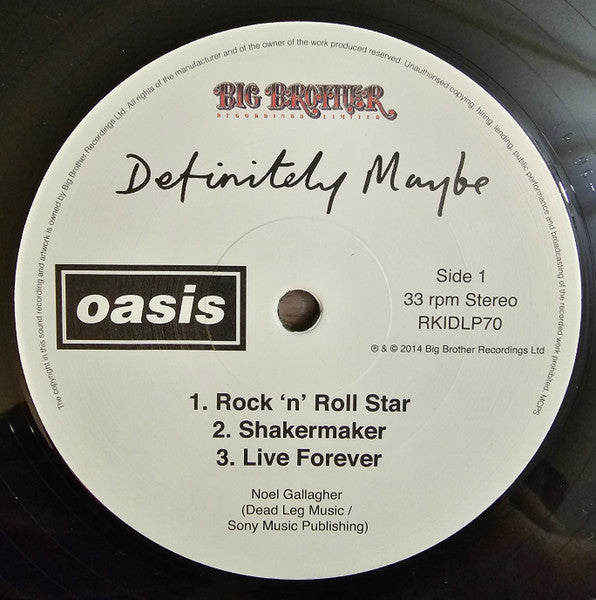 Oasis (2) : Definitely Maybe (2xLP, Album, RE, RM, 180)