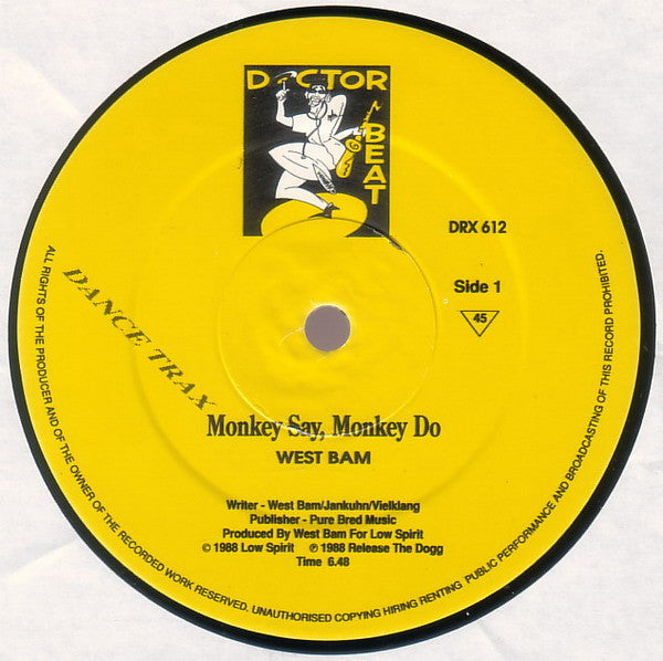 WestBam : Monkey Say, Monkey Do (12")