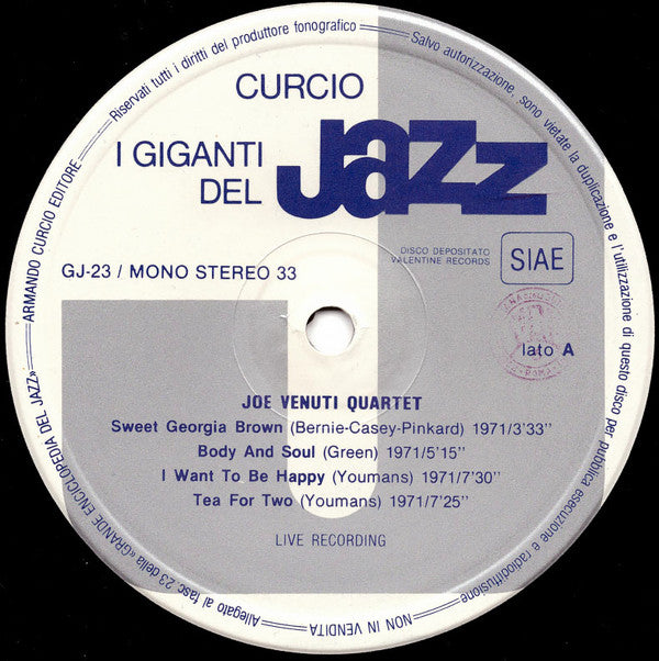 Joe Venuti - Lou Stein - Marco Ratti - Gil Cuppini - Joe Venuti Quartet : I Giganti Del Jazz Vol. 23 (LP, Album, Mono)