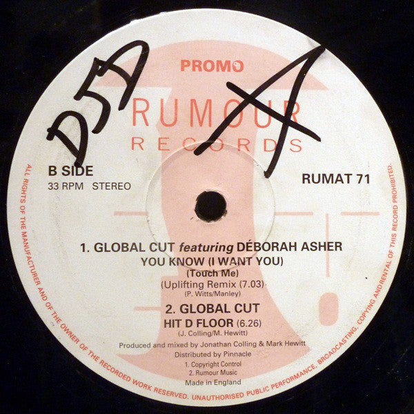 Global Cut : You Know I Want You (Touch Me) (12", Promo)