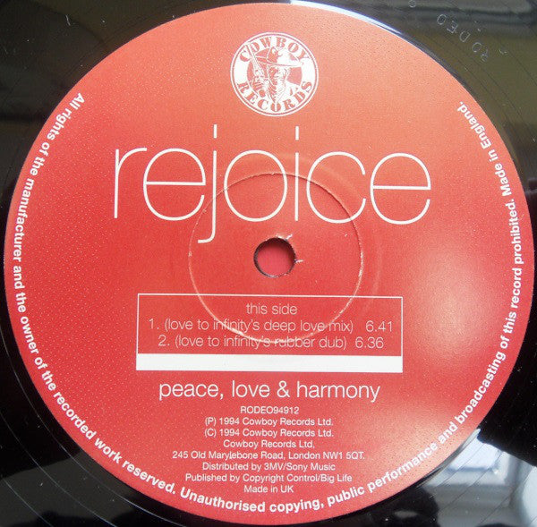 Rejoice : Peace, Love & Harmony (12")