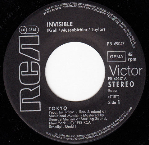 Tokyo (4) : Invisible (7", Single)