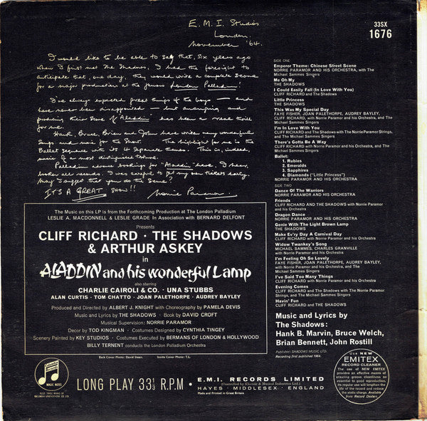 Cliff Richard & The Shadows : Aladdin And His Wonderful Lamp (LP, Mono)