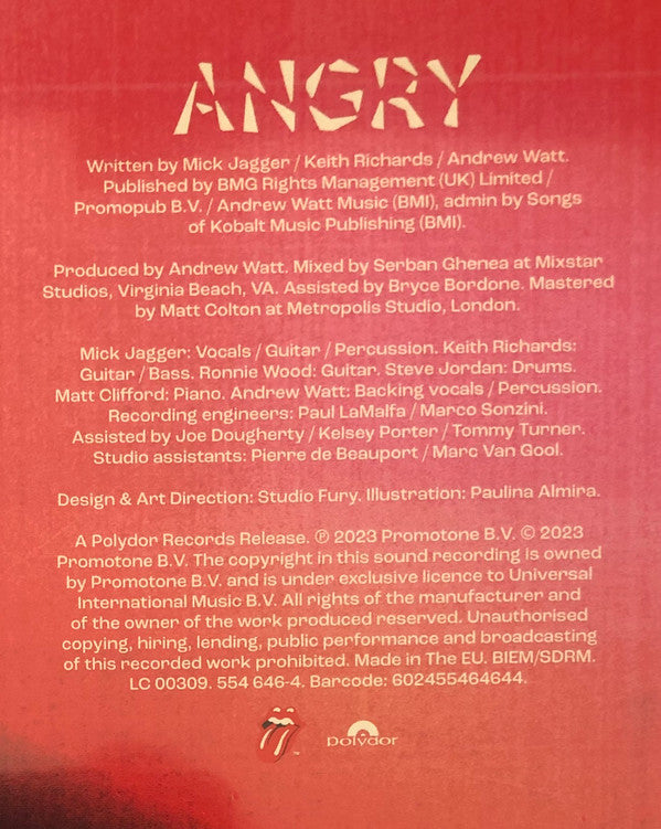 The Rolling Stones : Angry (10", S/Sided, Single, Etch)