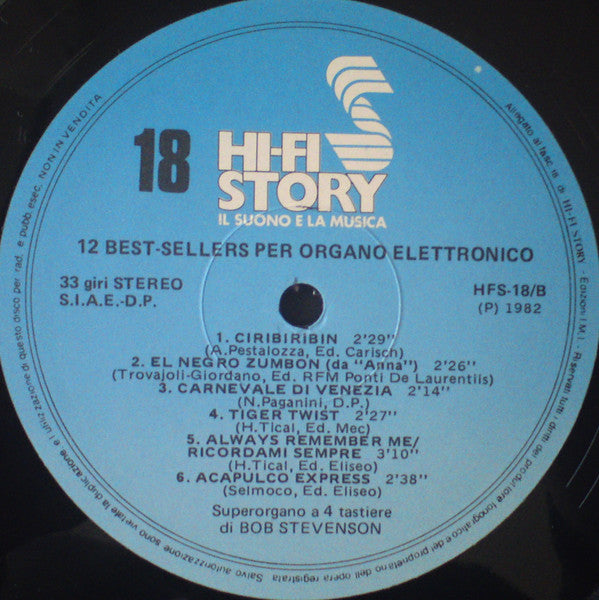 Superorgano A 4 Tastiere Di Bob Stevenson : 12 Best-Sellers Per Organo Elettronico (LP)