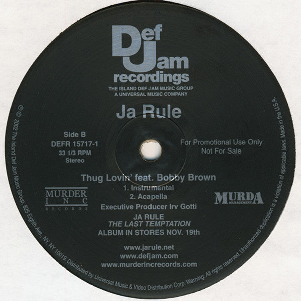 Ja Rule : Thug Lovin' (12", Single, Promo)