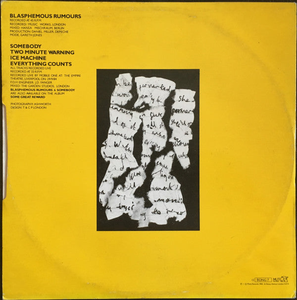 Depeche Mode : Blasphemous Rumours (12", Single)