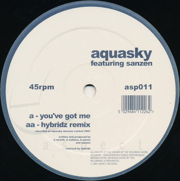 Aquasky Featuring Sanzen : You've Got Me (12")