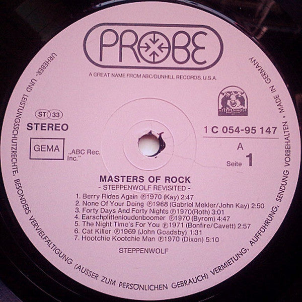 Steppenwolf : Masters Of Rock Vol. 4 (LP, Comp)