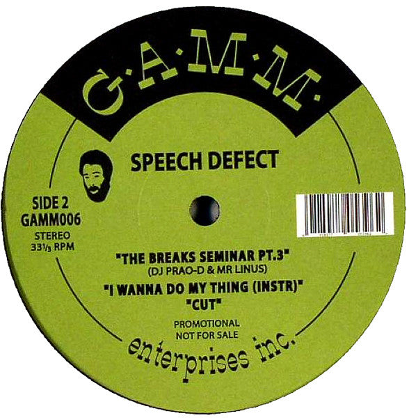 Speech Defect : I Wanna Do My Thing (12", Promo)